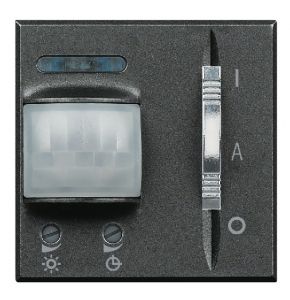Выключатель с пассивным ик-датчиком движения – время выключения от 30 с до 10 мин., 2 модуля,  алюми