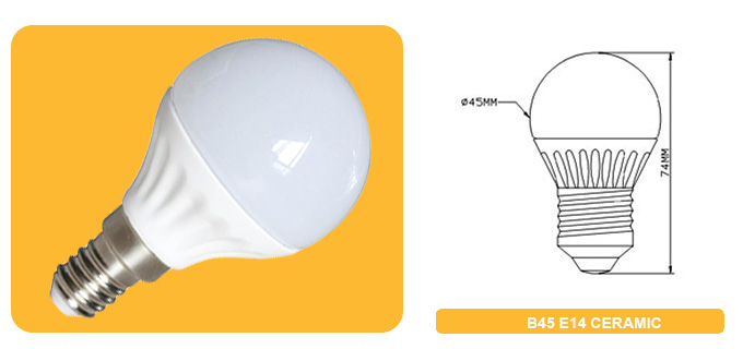 Лампа Led B45-Ceramic E14 3W белый шарик Kreonix
