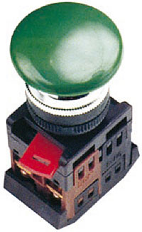 Кнопка AEА-22 "Грибок" без подсветки зеленый d22мм 1з+1р