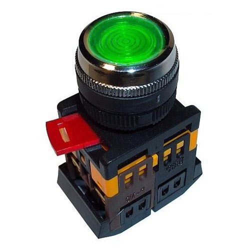 Кнопка ABLFS-22 зеленый d22мм неон/240В 1з+1р