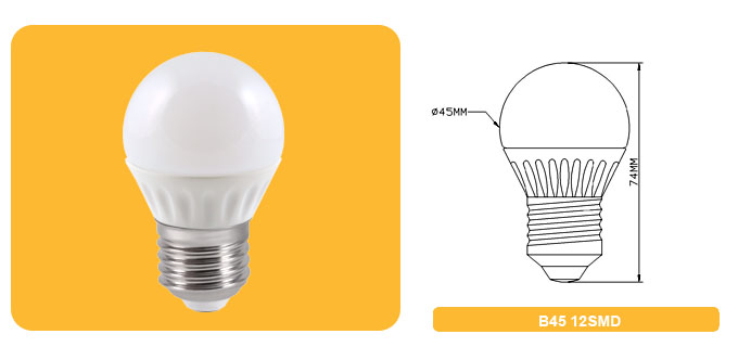 Лампа LED B45-Ceramic E27 3W тепло-белый шарик Kreonix