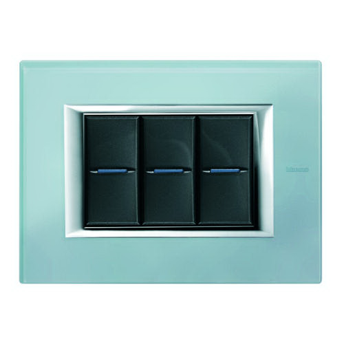 Декоративные накладки прямоугольной формы, стекло,  голубое стекло, на 3 модуля